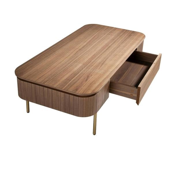 Angel Cerdá Rectangular Coffee Table in Walnut and Gold Polished Steel 2108