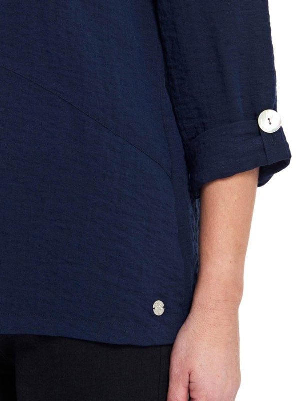 PennyPlain Asymmetric Hem Top - French Navy