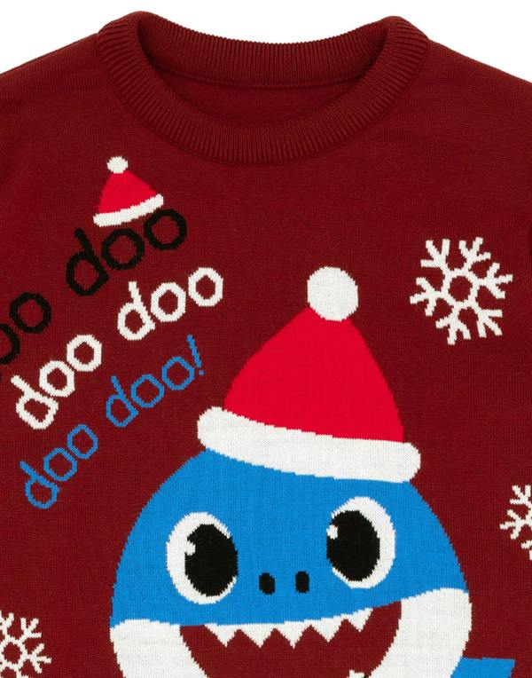 Baby Shark Mens Red Daddy Shark Christmas Jumper