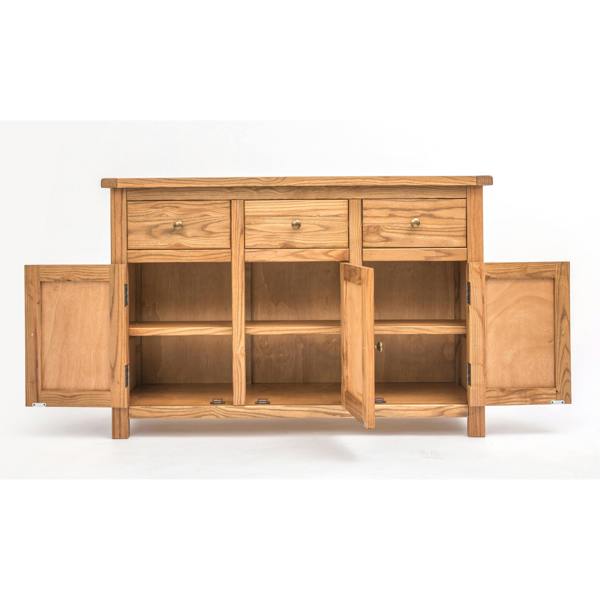 Cabinet Bits Trivento Light Wood 3 Drawer 3 Door Sideboard Brass Knob