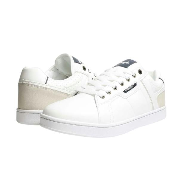 Wrangler Mens Kit Leather Flat Trainers - White - 