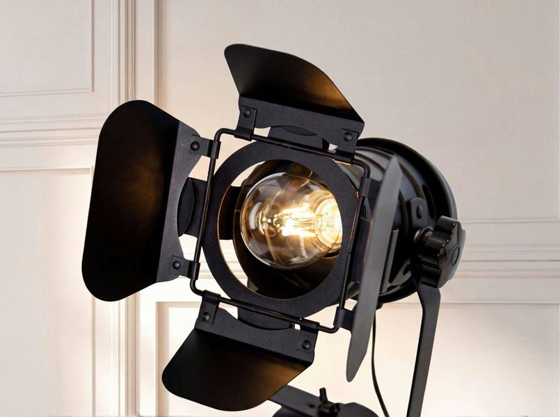 Angel Cerdá Floor lamp in black steel and walnut-coloured pine wood 8109