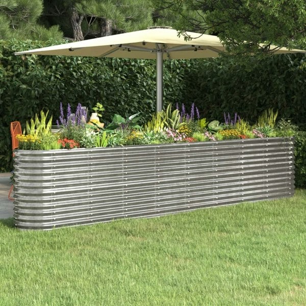 Berkfield Garden Raised Bed Powder-coated Steel 332x40x68 cm Silver