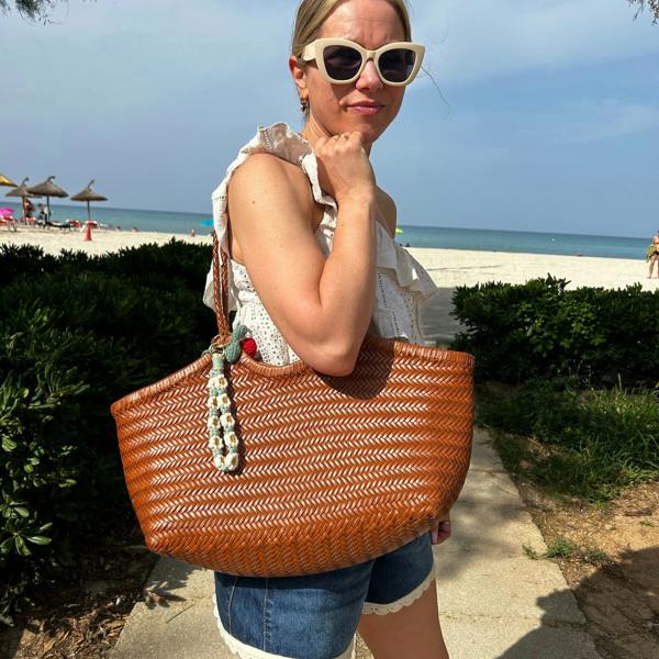 The Large Woven Leather Basket