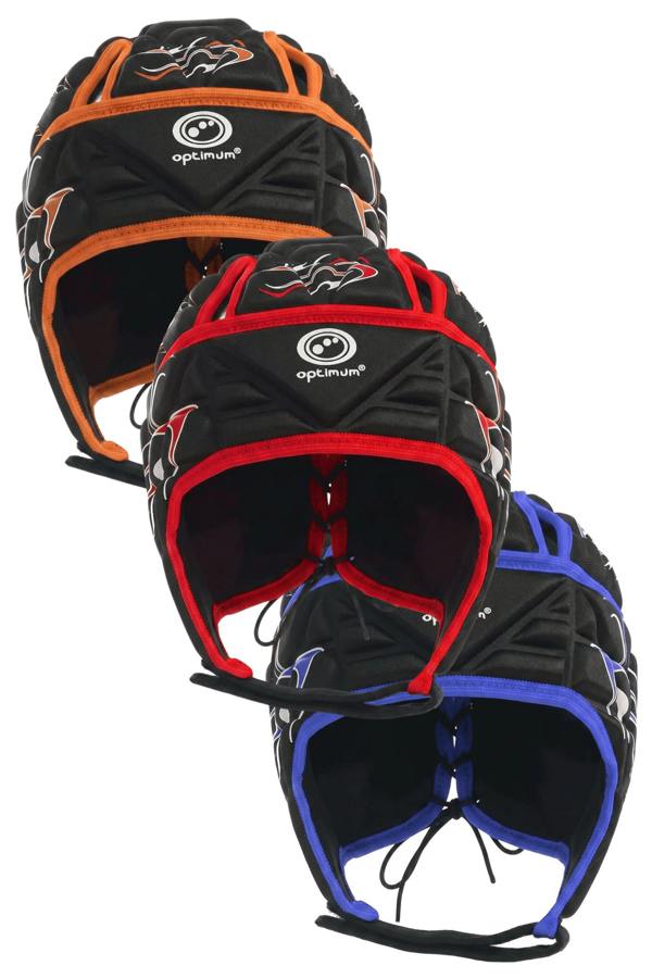 Optimum Inferno Rugby Headguard | Orange, Blue & Red, World Rugby Approved, Sizes XX Small-Large - Optimum