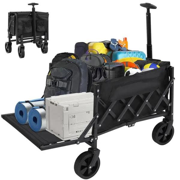 Dyzi Folding Festival Trolley Wagon With Adjustable Handle And Cup Holders