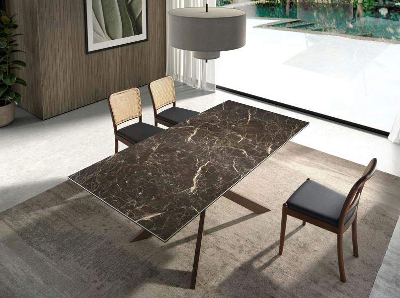 Angel Cerdá Rattan and Black Leatherette Chair 4094