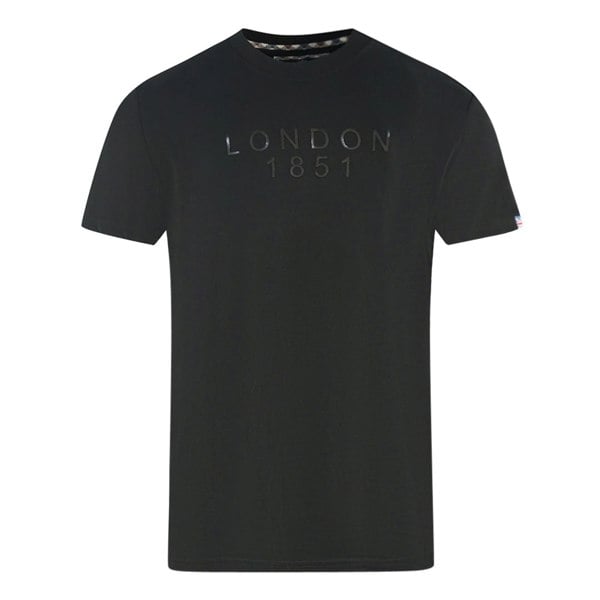 Aquascutum London 1851 Tape Logo T-Shirt - Black 