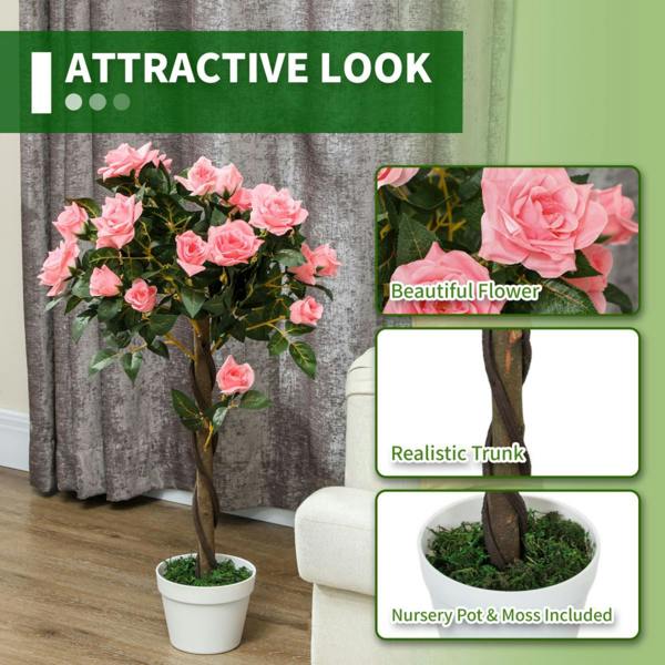 Dyzi Set of 2 90cm Artificial Rose Trees Potted Decorative Plants
