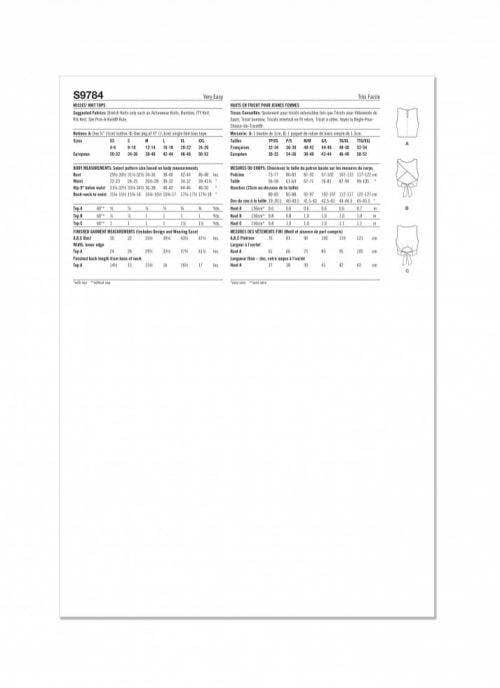 Simplicity Sewing Pattern 9784, Tops for Women, A (XS-S-M-L-XL-XXL) - Easy