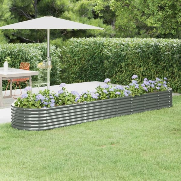 Berkfield Garden Raised Bed Powder-coated Steel 368x80x36 cm Grey