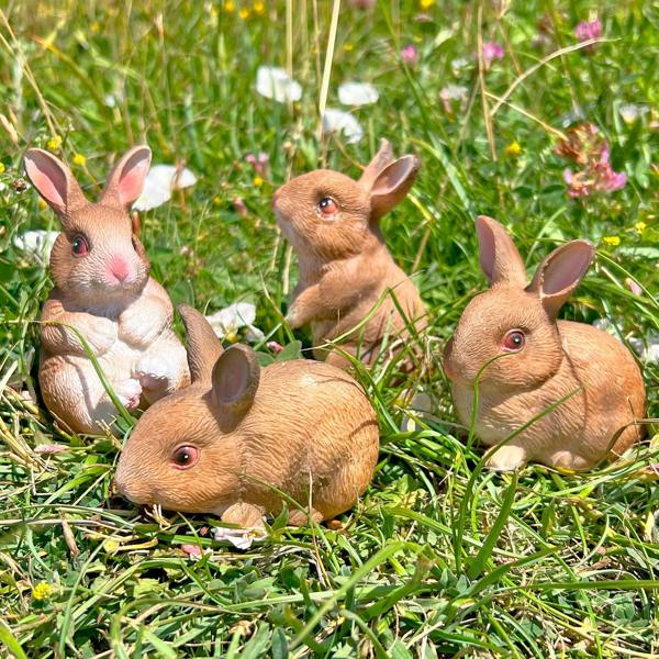 Ferncrest Trading Set of 4 Small Rabbit Garden Animal Ornaments