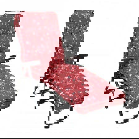 Deluxe Garden Sunbed | Multi-Pattern Reclining Sun Lounger 99cm x 58cm x 115cm Red Flower (Black Frame) The Garden Furniture Shop