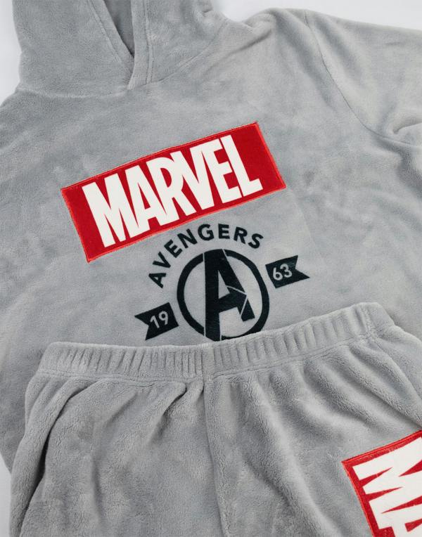 Marvel Mens Grey Avengers Long Sleeve Long Leg Pyjama Set