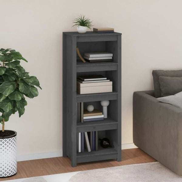 Berkfield Book Cabinet Grey 50x35x125.5 cm Solid Wood Pine