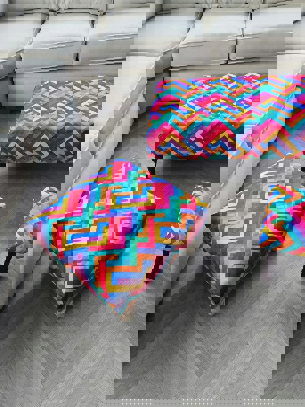 ISTOOLS Premium Multi-Colour Trem Footstool Pouffe – Stylish, Comfortable & Versatile