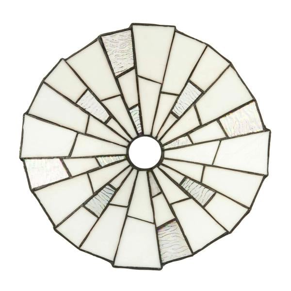 Contemporary White Tiffany Pendant Light Shade with Clear Accents Image 3