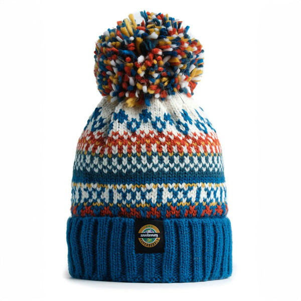 SuperBobble Swimzi Fjord Nordic Knit Beanie Hat - Blue