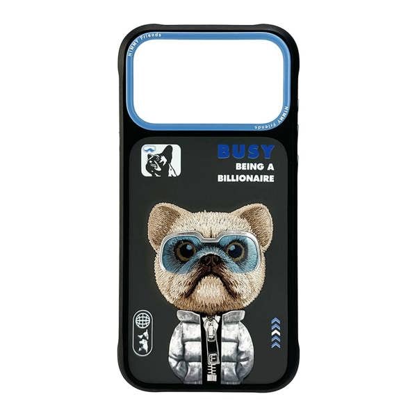 Nimmy Friends Nimmy Cool & Cute 2.0 Little Rich Tycoon Dog Case with MagSafe for iPhone 17 Pro Max 6.9" Black Blue - N-KMLL-IP17-PRO-MAX-01