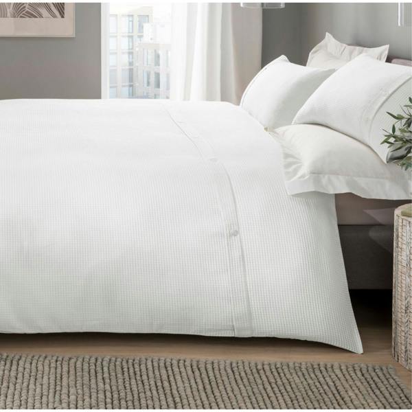 Waffle Duvet Cover With Pillowcases - White