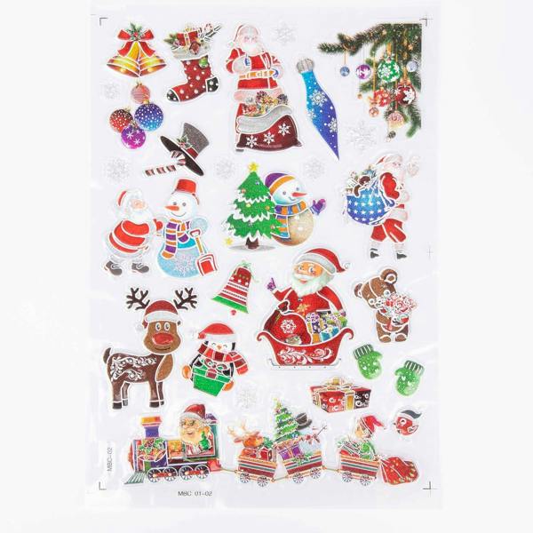 8 Sheets Metallic Colourful 3D Christmas Window Stickers with Festive Mixed Designs image 4