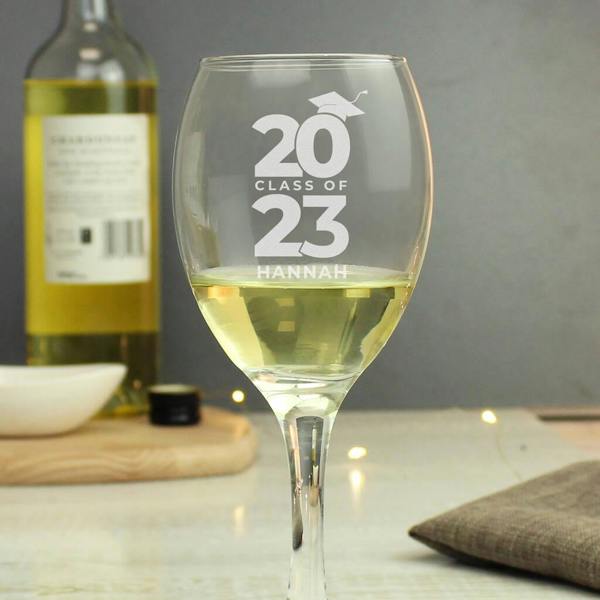 Personalised 'Class Of' Graduation Wine Glass - alternative angle