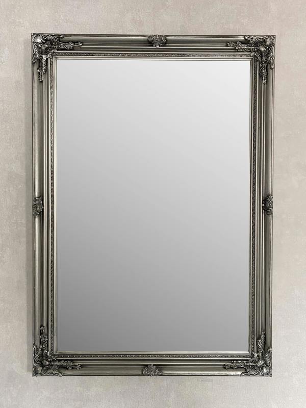 Downton Interiors Antique Silver Extra Large Wood Frame Wall Mirror 106cm x 75cm