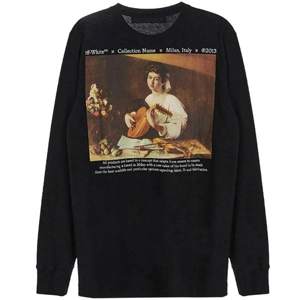 Off-White Caravaggio Lute Long Sleeve Slim Fit Black T-Shirt L