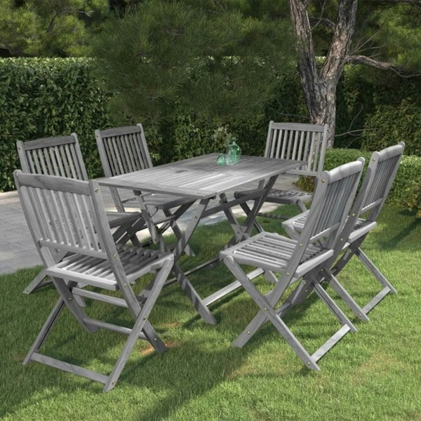 Berkfield 7 Piece Garden Dining Set Solid Acacia Wood Grey