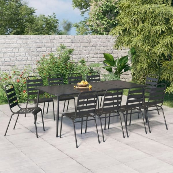 Berkfield 11 Piece Garden Dining Set Anthracite Steel