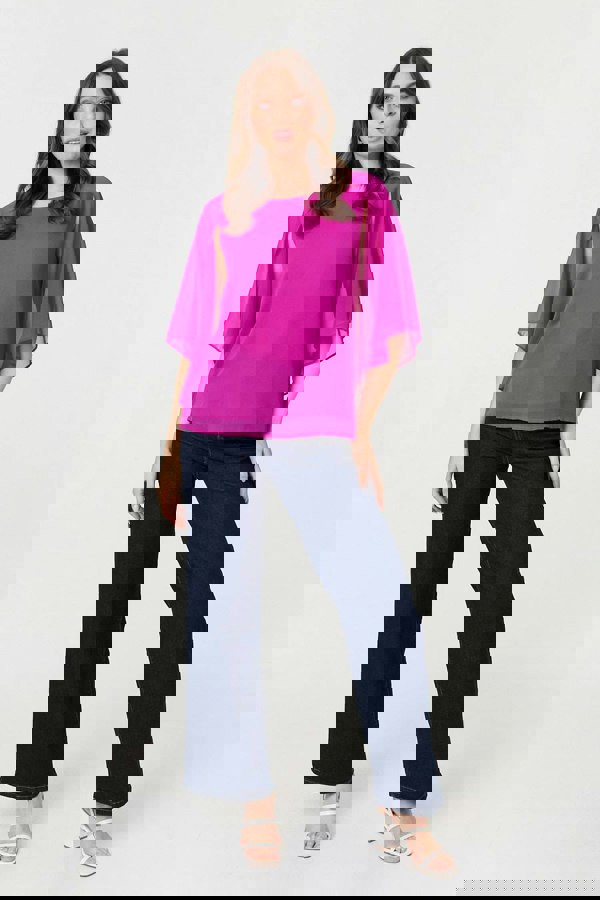 Orchid | Semi Sheer Cut Out 3/4 Sleeve Blouse
