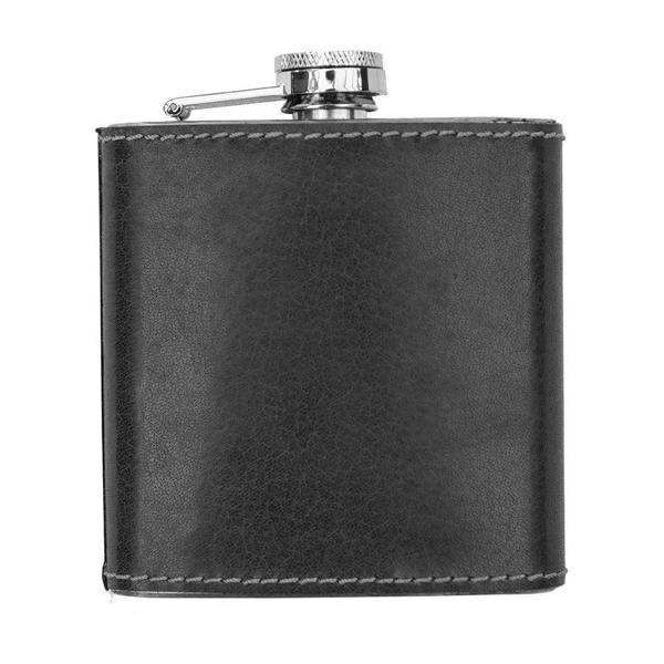 Black Stainless steel hip flask with hinged screw cap – top view