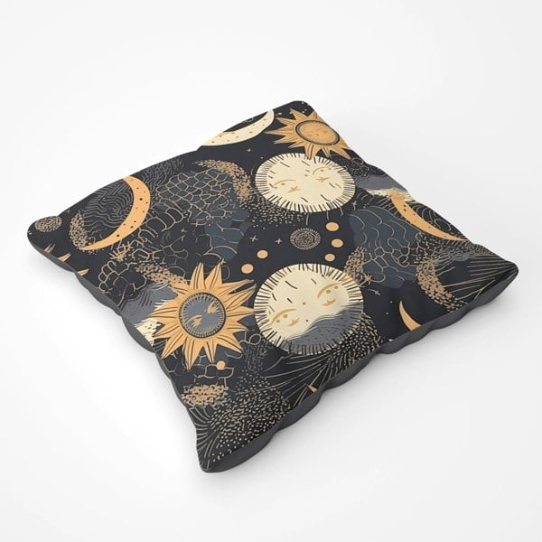 Warren Reed Gold Sun And Moon Floor Cushion