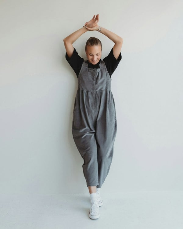 Alice Grey Smocking Strap Jumpsuit - image 4