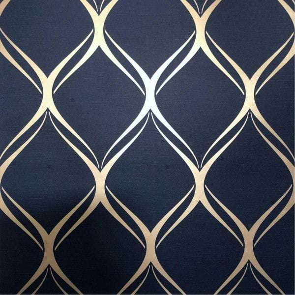 World Of Wallpaper Clifton Wave Geometric Wallpaper - Navy/Gold