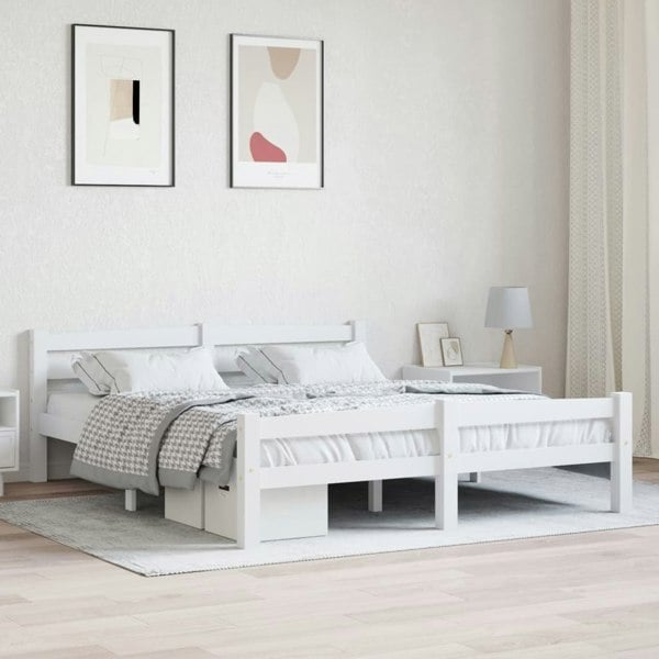 Berkfield Bed Frame White Solid Pinewood 160x200 cm