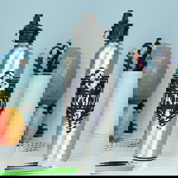 Personalised Memento Company Personalised Football Silver Drinks Bottle