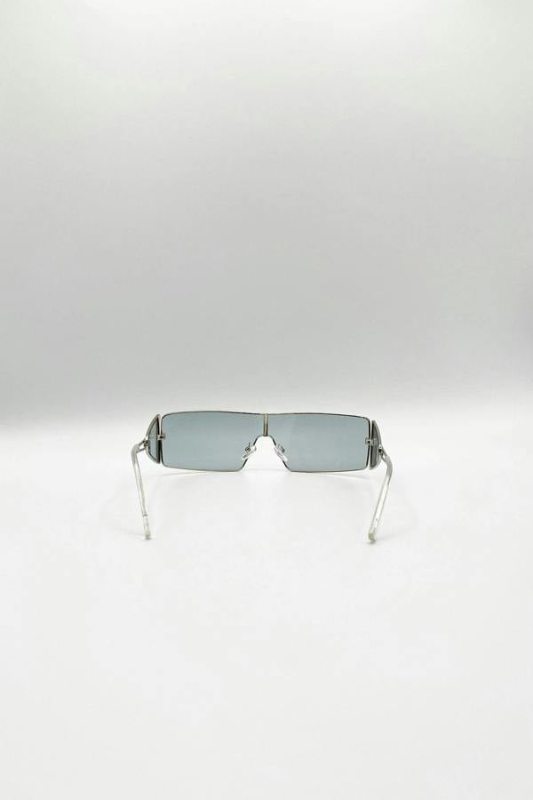 SVNX Retangle Flattop Metal Sunglasses In Silver