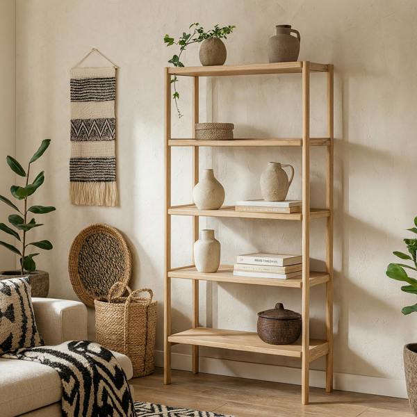 Wyld Haus Berrytwist White Oak Veener Bookcase 4 Shelves