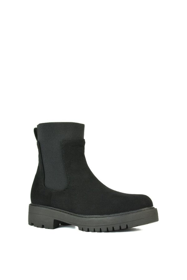 XY LONDON Black Ankle Boots Pull On Elasticated Gusset Chelsea