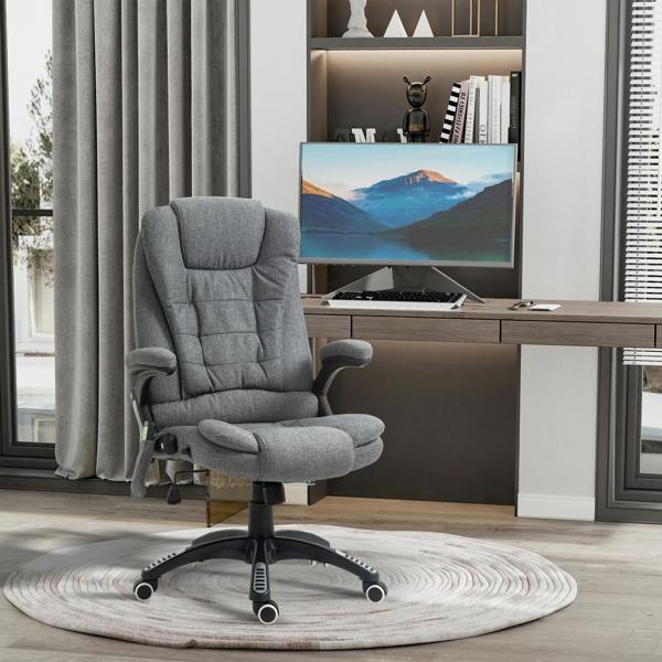 Vinsetto Office Chair w/ Heating 6-Point Massage Relaxing Reclining Grey