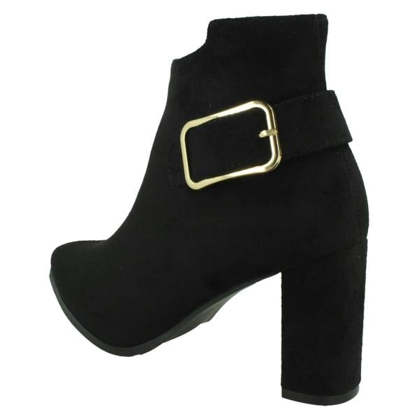 Spot On Ladies High Heel Ankle Boots with Inside Zip and Side Buckle F51205