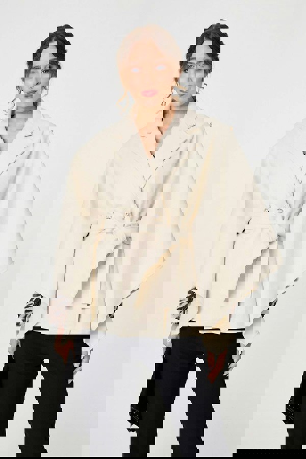 White | Cape Coat With Belt
