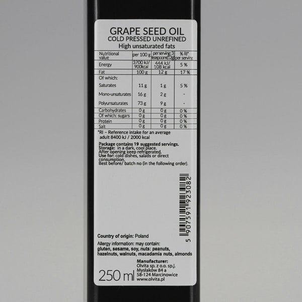 Ol'Vita Grape Seed Oil | Cold Pressed | Unrefined