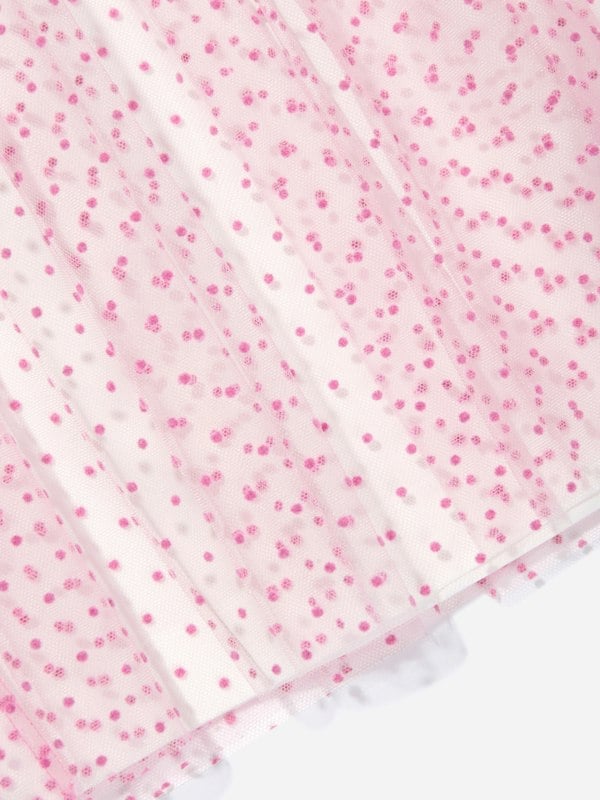 Fendi Kids Fendi Girls Logo Tulle Dress in Pink
