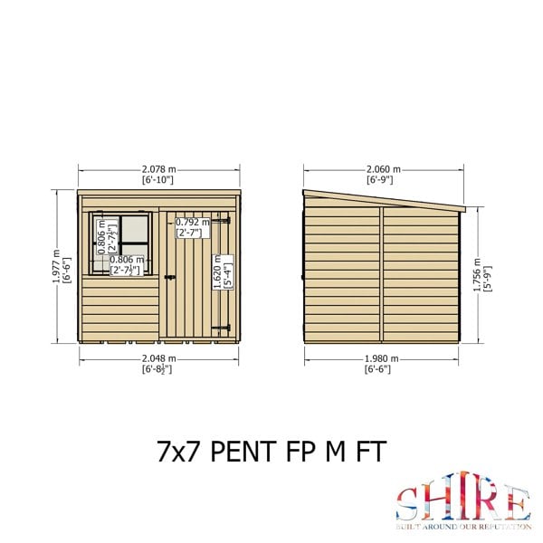 Shire Pent 7x7 12mm interlock Clad wooden Shed - Best Shed