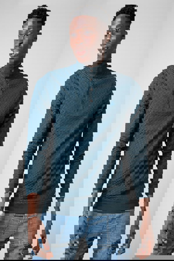 ENORSIA Textured Pattern High Neck Sweatshirt