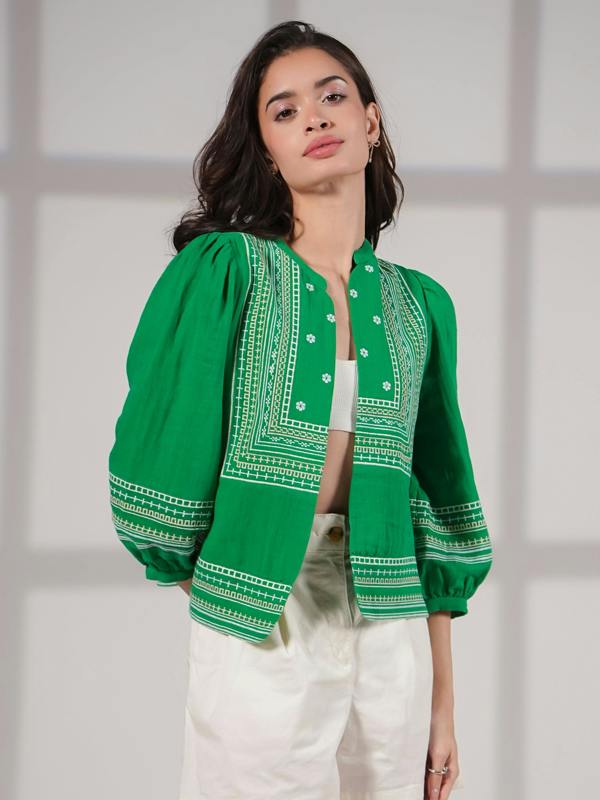 Rose & Nancy Florence Green Cotton Jacket