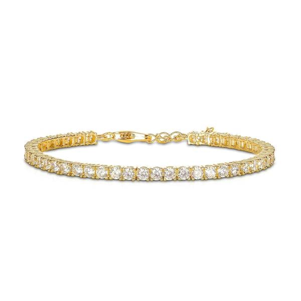 namana Gold Plated 925 Sterling Silver Tennis Bracelet with 3mm Cubic Zirconia For Women