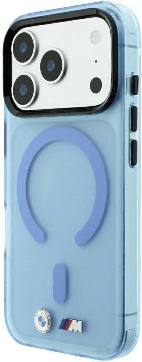 BMW M IML Frosted Metal Logo Trims Case with MagSafe for iPhone 17/18 Pro 6.3" Blue - BMHMP18L26HTFMILB